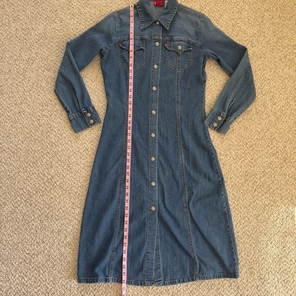 Rare Levi's Long Sleeve Midi/Maxi Length Denim Dress Size S - Picture 7 of 9